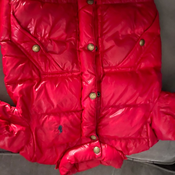 Cherry red shiny puffer Ralph Lauren jacket - Picture 7 of 9